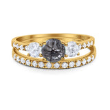 Three Stone Round Vintage Style Ring