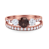 Three Stone Round Vintage Style Ring