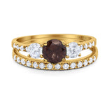 Three Stone Round Vintage Style Ring
