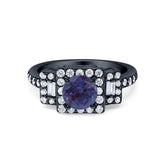 Art Deco Round Natural Stone Halo Princess Cut Ring