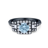 Art Deco Round Natural Stone Halo Princess Cut Ring