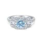 Art Deco Round Natural Stone Halo Princess Cut Ring
