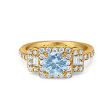 Art Deco Round Natural Stone Halo Princess Cut Ring