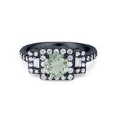 Art Deco Round Natural Stone Halo Princess Cut Ring