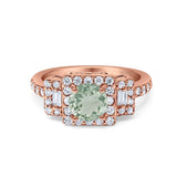 Art Deco Round Natural Stone Halo Princess Cut Ring