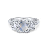 Art Deco Round Natural Stone Halo Princess Cut Ring
