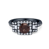 Art Deco Round Natural Stone Halo Princess Cut Ring