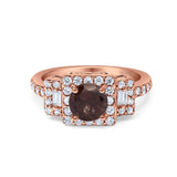 Art Deco Round Natural Stone Halo Princess Cut Ring