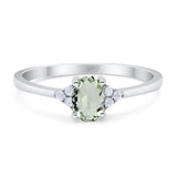 Art Deco Oval Natural Stone Wedding Ring