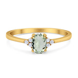 Art Deco Oval Natural Stone Wedding Ring
