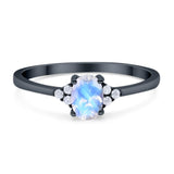 Art Deco Oval Natural Stone Wedding Ring
