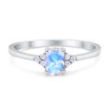 Art Deco Oval Natural Stone Wedding Ring