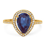 Art Deco Pear Natural Stone Wedding Ring