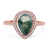 Art Deco Pear Natural Stone Wedding Ring