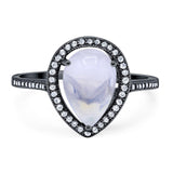 Art Deco Pear Natural Stone Wedding Ring