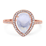 Art Deco Pear Natural Stone Wedding Ring