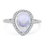 Art Deco Pear Natural Stone Wedding Ring