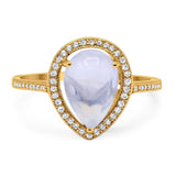Art Deco Pear Natural Stone Wedding Ring