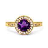 Vintage Style Halo Round Natural Stone Ring