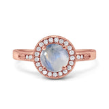 Vintage Style Halo Round Natural Stone Ring
