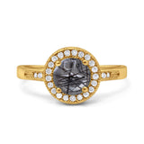 Vintage Style Halo Round Natural Stone Ring