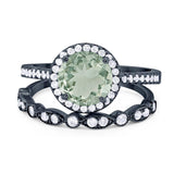 Two Piece Round Natural Stone Bridal Ring