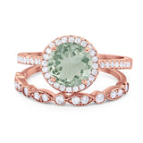Two Piece Round Natural Stone Bridal Ring