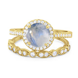 Two Piece Round Natural Stone Bridal Ring