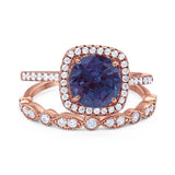 Two Piece Round Natural Stone Bridal Ring