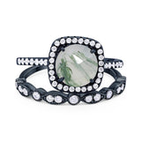 Two Piece Round Natural Stone Bridal Ring