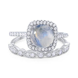 Two Piece Round Natural Stone Bridal Ring