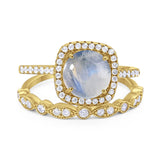 Two Piece Round Natural Stone Bridal Ring