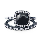 Two Piece Round Natural Stone Bridal Ring