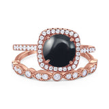 Two Piece Round Natural Stone Bridal Ring