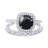 Two Piece Round Natural Stone Bridal Ring
