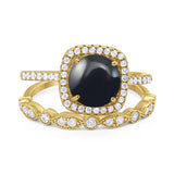 Two Piece Round Natural Stone Bridal Ring