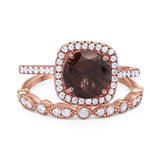 Two Piece Round Natural Stone Bridal Ring