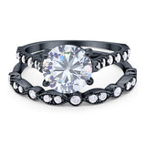Two Piece Round Natural Stone Bridal Ring
