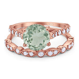 Two Piece Round Natural Stone Bridal Ring