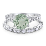 Two Piece Round Natural Stone Bridal Ring
