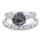 Two Piece Round Natural Stone Bridal Ring