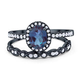 Two Piece Oval Natural Stone Bridal Ring