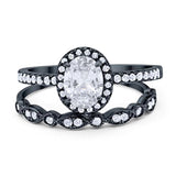 Two Piece Oval Natural Stone Bridal Ring