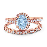 Two Piece Oval Natural Stone Bridal Ring