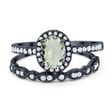 Two Piece Oval Natural Stone Bridal Ring