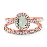Two Piece Oval Natural Stone Bridal Ring