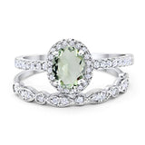 Two Piece Oval Natural Stone Bridal Ring