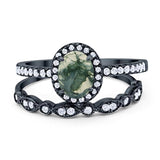 Two Piece Oval Natural Stone Bridal Ring