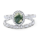 Two Piece Oval Natural Stone Bridal Ring