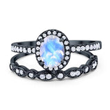 Two Piece Oval Natural Stone Bridal Ring